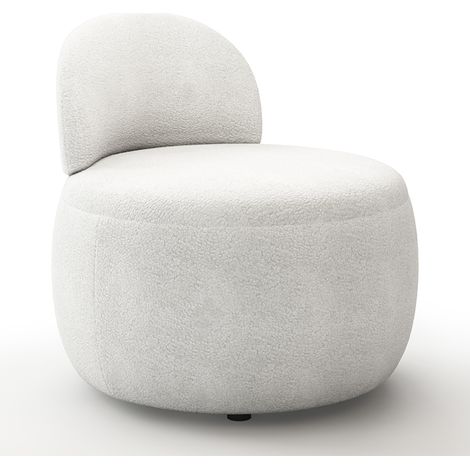 Fauteuil Design En Bouclette Fausse Fourrure Tapissée - Boucles Blanches - Melanie Blanc