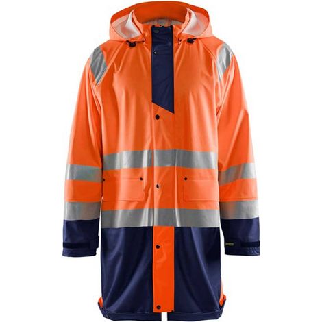 Veste de pluie haute visibilité niveau 1 4324 - Orange fluo/Marine L (1/4)