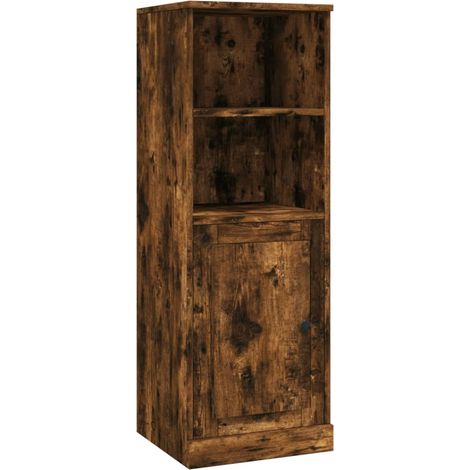 Maison La Vie - Buffet haut pour salon - Meuble de rangement chêne fumé 36x35,5x103,5 cm bois d'ingénierie bu863 (1/5)