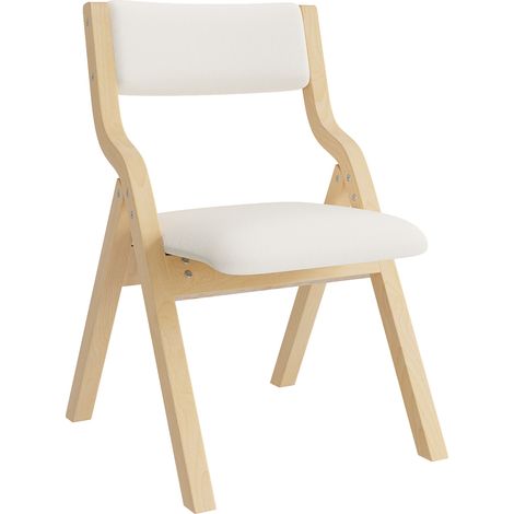 Set aus 4 klappbaren Esszimmerstühlen aus Holz und beigem Leinen MODENUIT (1/5)