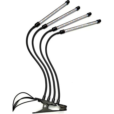 Lampes de culture LED pour plantes d'intérieur – JUEYINGBAILI Lampe à col de cygne avec spectre complet rouge et bleu, marche/arrêt automatique, minuterie 3 9 12 (1/4)