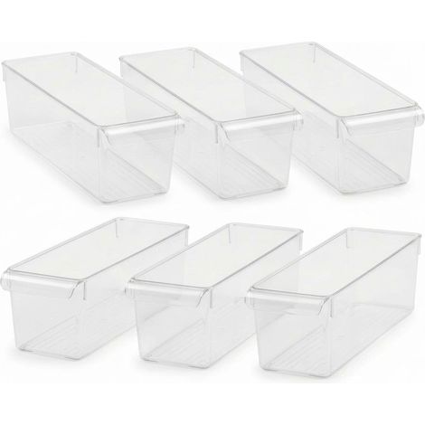 Set 6 Organizer Frigo e Contenitori Salvaspazio Hemax - 11x37x10 cm Trasparente (1/5)