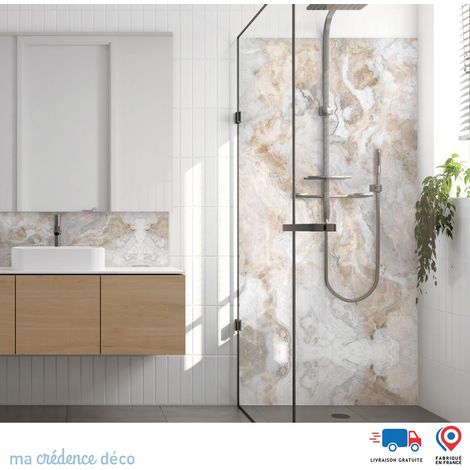 Panneau de douche : Marbre de Mirano - Couleur Ocre - Alu composite - 90 - 245 (1/3)