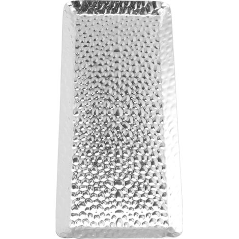 Handtuchhalter 25 x 11 cm, gehämmert, Edelstahl, multifunktional, spülmaschinenfest, Dessertteller für Zuhause und Gastronomie, Silber (1/5)