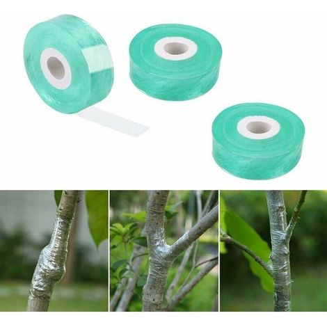 3 Stück 100 m grünes Pfropfband, biologisch abbaubares, selbstklebendes, dehnbares Pfropfband, Sicherheits- und Umweltschutz-Pfropfband