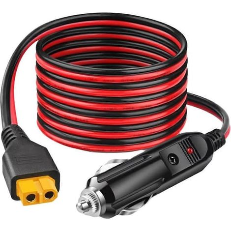 Ecleanfy - Câble adaptateur allume-cigare 12AWG vers XT60 pour ALLPOWERS R600 R1500 R2500 S2000 Pro Ecoflow Delta/River Anker B Noir Rouge (1/5)