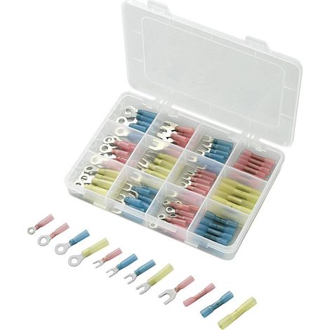 TRU COMPONENTS 549944 Assortiment de cosses à sertir 0.50 mm² 6 mm² rouge, bleu, jaune 104 pc(s) (1/2)