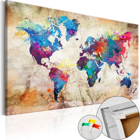 Tableau en Liège "Carte du Monde - World Map : Urban Style" 60 x 90 cm (1/2)
