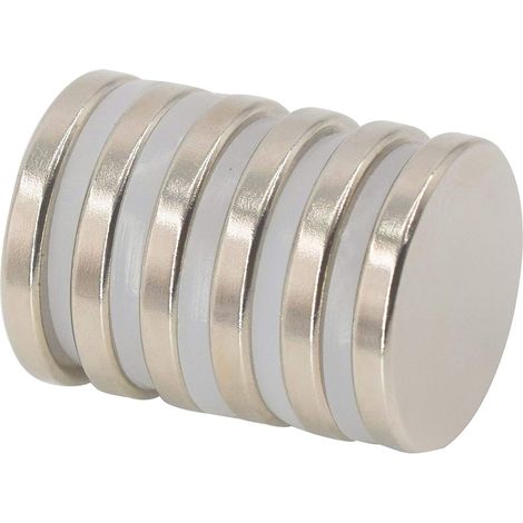 Juego de 6 imanes de disco, 25 mm de diámetro, 3,5 mm de grosor, fuerza de sujeción de 6 kg, para uso doméstico. (1/5)