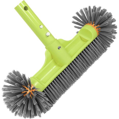 33 cm Poolbürste - Halbkugelförmiger Nylonkopf - 45° abgewinkelter Aluminiumgriff - Reinigt Ecken und Wände - Für Pools und Whirlpools (1/5)