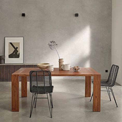 Table en mindi massif finition noyer 8 pers. (1/5)