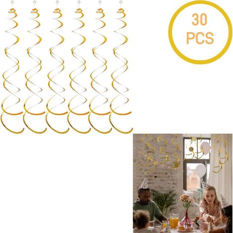 30 pièces - Guirlandes de plafond - Décorations suspendues en spirale - Décorations de fête - Décorations d'anniversaire - Doré - Convient pour les plafonds, les mariages, les fêtes prénatales et les (1/4)