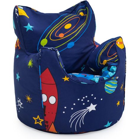 Ready Steady Bed - Poltrona a sacco per bambini, Poltrona a sacco per sala giochi, 60x50x50 cm Piccola poltrona a sacco per bambini, Mobili per bambini con imbottitura - Ragazzo spaziale (1/5)