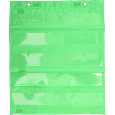 Tableau à Pochettes Aimanté 5 Lignes Transparent pour Écoliers - Organisation Scolaire à la Maison, Vert (1/5)