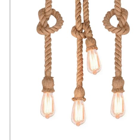 3 Stück Industrielle Pendelleuchte Hanfseil DIY Hängeleuchte Vintage Deckenbeleuchtung Länge 150cm