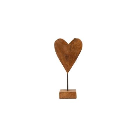 HEART SCULPTURE TEAK CM 15X10X35