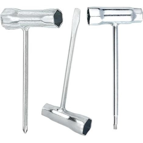 3 Pièces Clé en Combinaison en T Forme pour Scies à Chaîne Tondeuse à Gazon, Cle a Bougie d'Allumage 13 mm x 19 mm, Accessoires pour Tronçonneuse(Fendu, Croix, Forme de M) (1/5)