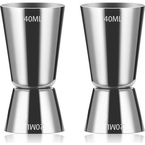 Lot de 2 mugs à cocktail double fond en acier inoxydable avec bord droit et 20/40 ml à bord droit ³⁰⁴ (1/5)