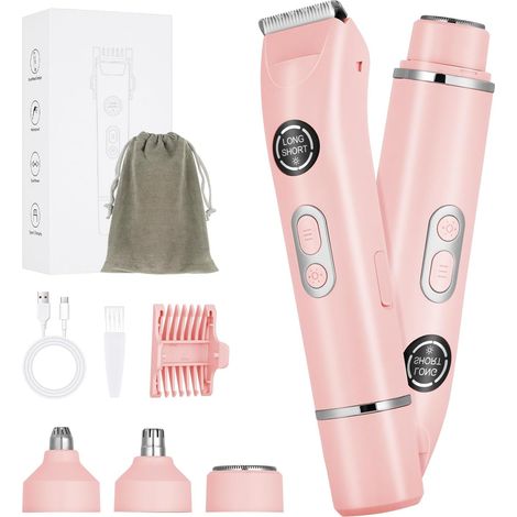 Rasoir Électrique Pour Femme, 4 En 1 Rasoir Indolore Rechargeable avec Peigne à Dents, Tondeuse Femme Indolore, Tondeuse à poils de nez Sans Fil Pour la Visage, Bras, Jambes, Aisselles, Bikini (1/5)