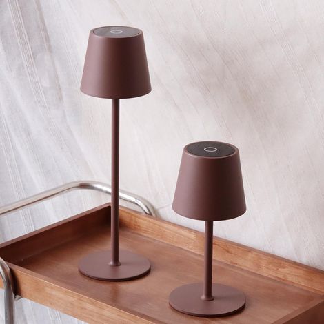 2 Pièce Lampe de Table Sans Fil LED Rechargeable,IP54,Marron Clair IP54 Veilleuse Métal Dimmable 5200mah, Réglable en Hauteur, 3 Couleurs pour Jardin (1/5)