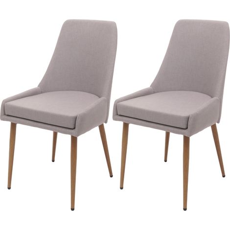 [NON UTILIZZATO] Set di 2 sedie da pranzo HHG-069, poltroncina cucina imbottita, tessuto (280g/m²) acciaio effetto legno, grigio chiaro