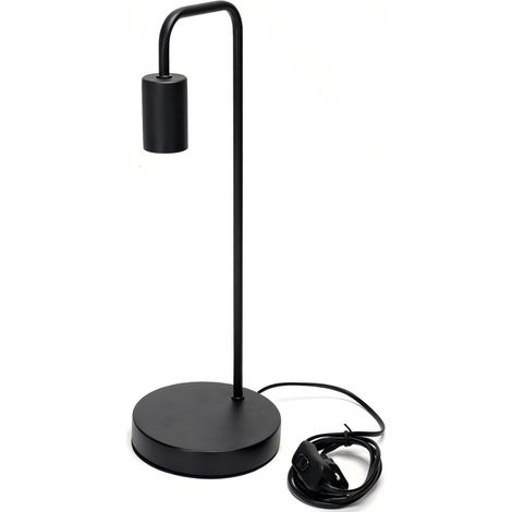Pied de Lampe en Métal Noir Minimaliste – Style Scandinave, Douille E27, Max 60W, Sans Ampoule, Élégance Moderne pour Salon et Chambre (1/2)