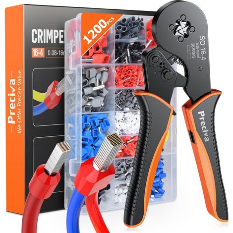 0.08-16mm² Pince à Sertir avec 1200pcs Cosses Electriques AWG28-5 Pince a Sertir Outil de Sertissage de Ferrule Outils de Sertissage Pince à Cliquet (1/5)