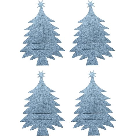 4 porte-ustensiles de table de Noël en forme d’arbre, ensemble de porte-couverts, pochettes pour couteaux, fourchettes et cuillères, vaisselle pour fête, décoration de table de Noël (1/5)