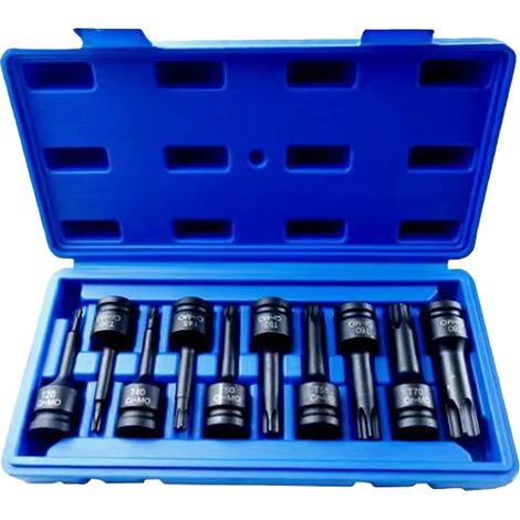Juego de llaves de vaso, juego de 10 puntas Torx, construcción de acero de alta calidad, juego de llaves de vaso (1/2)