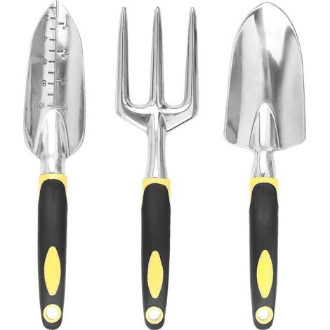 Ensemble d'outils de jardinage 3 pièces, kit de jardinage pour adultes, kit de jardinage en aluminium avec poignées ergonomiques, idéal pour désherber, scarifier, transplanter, greffer,HANBING (1/5)