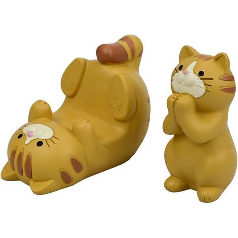 Supporto per telefono e portaocchiali a forma di gatto – Regalo in resina a forma di animale per gli amanti dei gatti – Elegante accessorio per la casa e l'ufficio (Arancione) (1/3)
