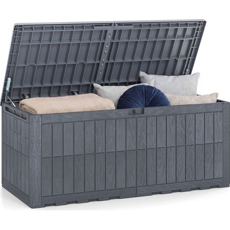 COSTWAY Coffre de Rangement Exterieur en PP 705L, Grand Conteneur de Jardin avec Couvercle Poignée Intégrée Verrouillable, pour 4 Personnes pour Terrasse Balcon, Charge 280 kg (Gris) (1/5)