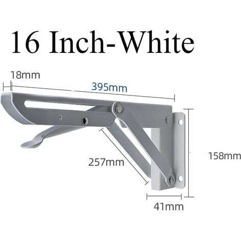 (2 pièces - 40 cm - Blanc) 2 supports d'angle pliables pour étagère triangulaire, support robuste, banc mural réglable (1/5)