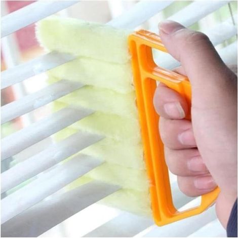 Brosse de Nettoyage pour Stores Vénitiens Humides et Secs - Poignée Ergonomique pour Nettoyer la Poussière, les Stores Sales, Soins de la Maison avec Éponge Humide (1/4)