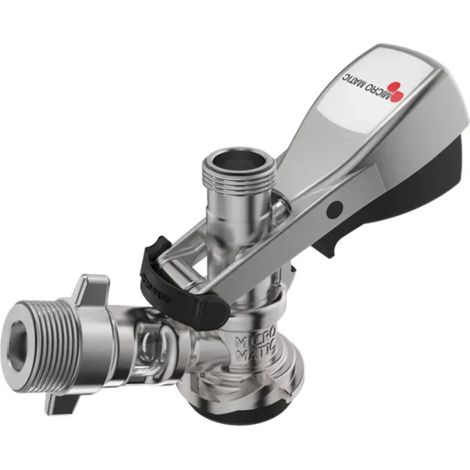 Tête de tirage Köpi Micro-Matic Type D pour raccord de fût en cave - Raccords R 5/8" boisson et R 3/4" gaz - Piston en acier inoxydable