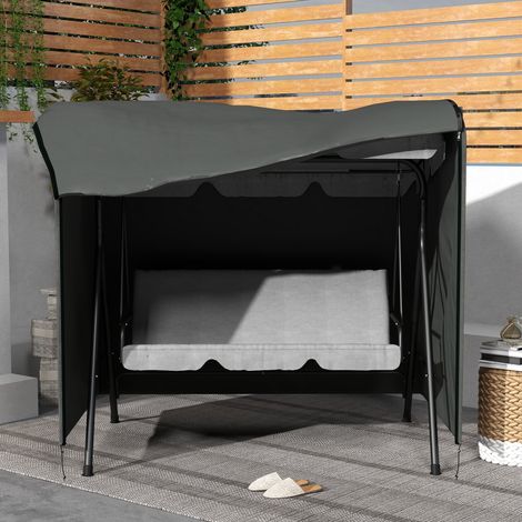 Housse de protection pour balancelle 3 places, imperméable et résistante à l'hiver, bâche anti-UV pour hamac de jardin, housse robuste en tissu Oxford 420D, 177x114x152cm, gris foncé (1/5)