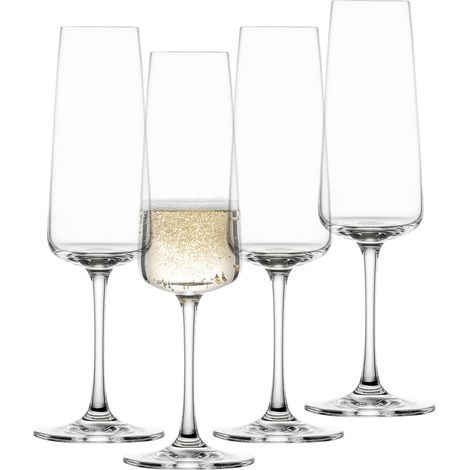 Flûte à champagne (set de 4), flûtes modernes pour vin mousseux, verres en cristal résistant au lave-vaisselle, fabriqué en Allemagne (art. n° 124052) (1/5)