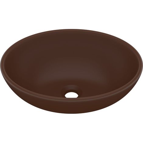 Lavabo ovale di lusso lavabo da appoggio bagno/cucina/arredamento della casa 40 x 33 cm ceramica marrone scuro opaco 020002671