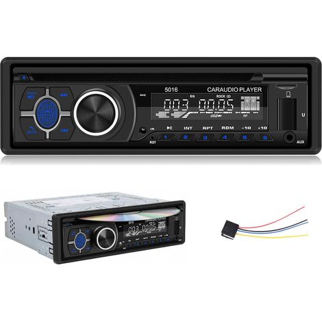 Autoradio Bluetooth 1 Din avec Lecteur DVD/CD, 1 Din Autoradio Lecteur MP3 avec Radio FM/AM, Bluetooth 5,1, Port TF, Lecture USB, Charge USB, AUX-in, Protection du Câble, APP (1/5)