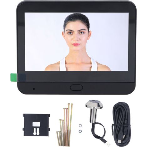 – Wireless 1080P peephole camera doorbell – 120° night vision – 4.3-inch LCD screen – PIR motion detection – Two-way intercom (1/5)