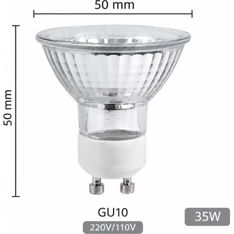 Ampoule halogène quartz réflecteur GU10 220V 35W dimmable gu10-220v-35w 5,2 × 5,2 × 5,9 cm 50 g – Livraison gratuite