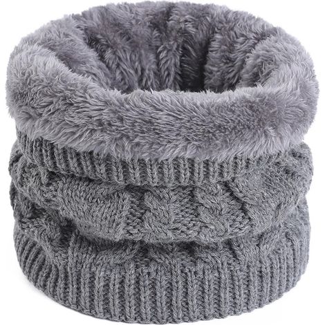 Un cache-cou unisexe pour couples, doublé polaire - cache-cou épais en maille torsadée, idéal pour le vélo en automne et en hiver - protection contre le vent froid, cache-cou en laine tricotée, gris c (1/3)
