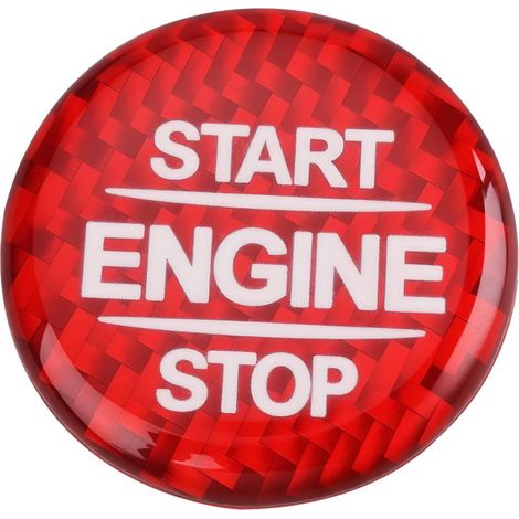 Carbon Fiber Engine Start/Stop Button Sticker 2.95 x 2.95 cm Compatible with Mercedes-Benz A-Class W177 (Red) (1/5)