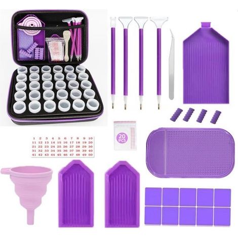 Boite de rangement - Diamond Painting - 30 compartiments - Nylon - Résistante aux chocs - 21x17x7 cm (1/4)