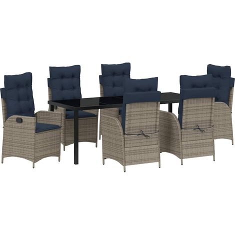 Maison Exclusive - Set da Pranzo per Giardino 7 pcs Grigio e Nero Rattan