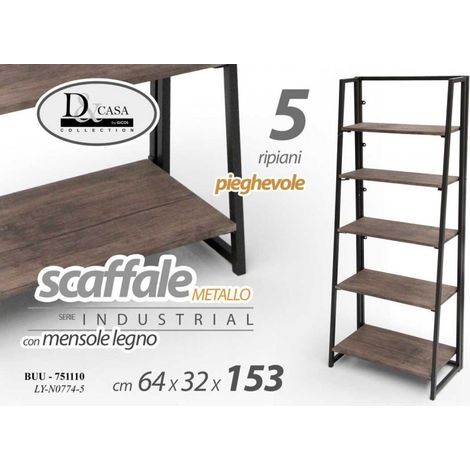 Libreria scaffale urban industrial cm 64 x 32 x 153