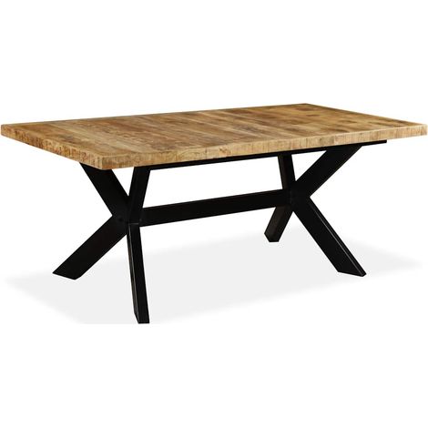Maison Exclusive - Esstisch Massivholz Mango und Stahlgestell 180 (1/5)