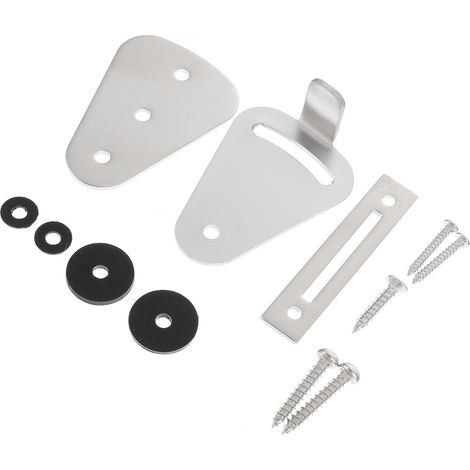 Serrure de Porte Coulissante Loquet Porte Coulissante Installation Simple Argenté en Acier Inoxydable de Grange Style Américain et Verrouillage Sécurisé (1/5)