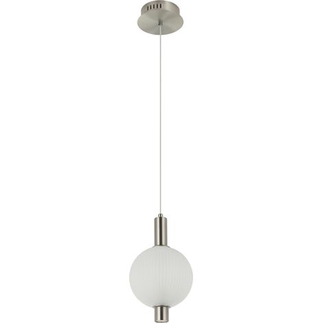 Sospensione sfera vetro rigato bianca Ø15 LED 7W Italux Lenti (1/3)