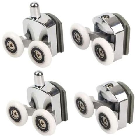 Rulli per doccia con porta scorrevole doppia, 4 pezzi (2 superiori + 2 inferiori) (23 mm - 2 superiori + 2 inferiori)